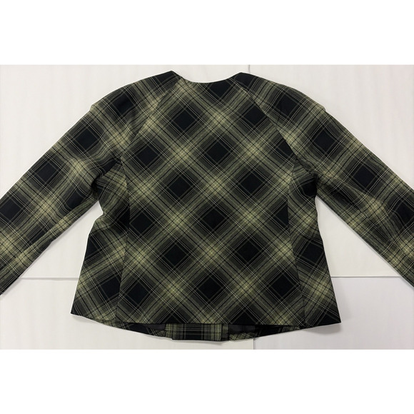 Signature by Larry Levine Jacket Women's Size 8 Olive & Black Plaid - Picture 4 of 8
